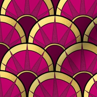 magenta gold deco fancy fan