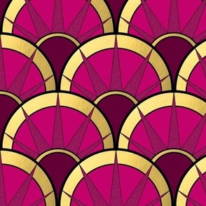 magenta gold deco fancy fan