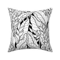 medium-Tropical Rainforest leaves with Heliconia-black and white