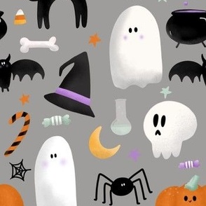 Halloween Characters Grey Medium Scale