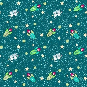 Ditsy space adventure green