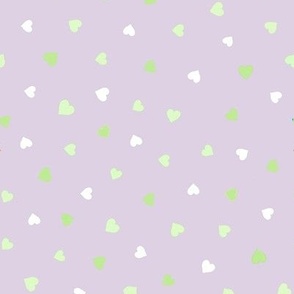 Lime green and white hearts on beige