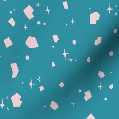 Asteroid Space Terrazzo - Teal Light Pink