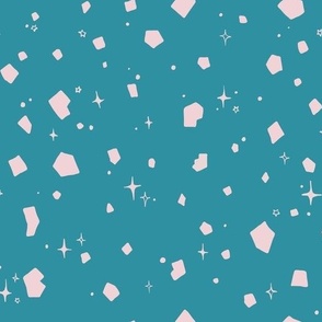 Asteroid Space Terrazzo - Teal Light Pink