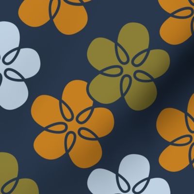 Cozy Mod Flower Power: Navy