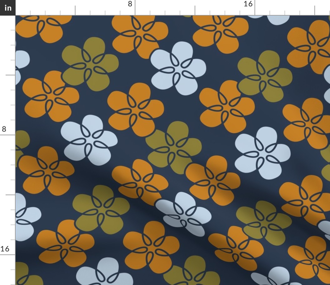 Cozy Mod Flower Power: Navy