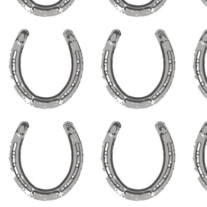Lucky Horse Shoe Grey on White