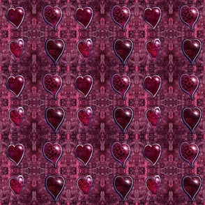 Rosewood hearts on a hand printed and mirrored background small