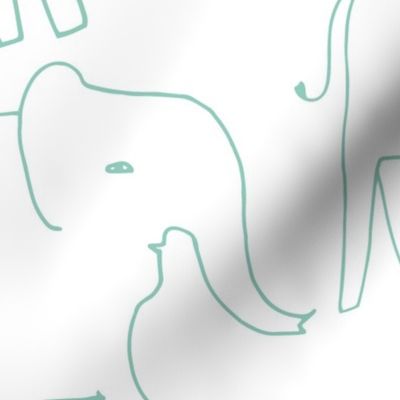 Elephants in teal