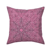 Basketweave Kaleidoscope in Grays on Pink