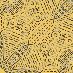Basketweave Kaleidoscope in Grays on Yellow