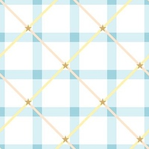 Gingham and Plaid - Aqua Star Spangled Gingham - half inch scale