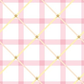 Gingham and Plaid - Pink Star Spangled Gingham - half inch scale