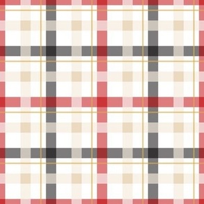 Gingham and Plaid - Red Black Tan Plaid - half inch scale