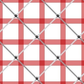 Gingham and Plaid - Red Star Spangled Gingham - half inch scale