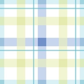 Gingham and Plaid - Aqua Periwinkle Lime Plaid - 1 inch scale