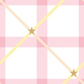 Gingham and Plaid - Pink Star Spangled Gingham - 1 inch scale