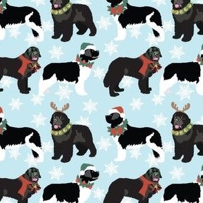 Holiday Landseer Newfoundland Dogs Christmas Dog Fabric