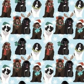 Newfoundland Puppies Holiday Christmas Dog Fabric
