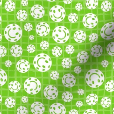 Medium Scale Pickleball Smile Face Balls Green and White