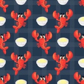 Medium Scale Red Lobster and Butter Summer Cookout Crawfish Crab Boil on Navy