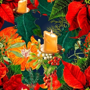 Christmas,candles,poinsettia ,festive,mistletoe,holly,pattern 