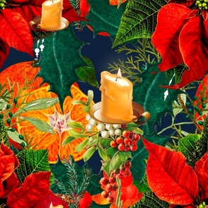 Christmas,poinsettia ,white sprinkles,festive,mistletoe,holly,pattern 