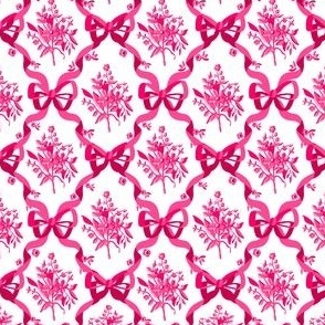 Sintra Ribbons, Flowers and Bows (Mini Print) in Pink
