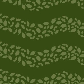 Tossed Floating Herbs & Spices wavy Stripe Coordinate, light green on dark green background