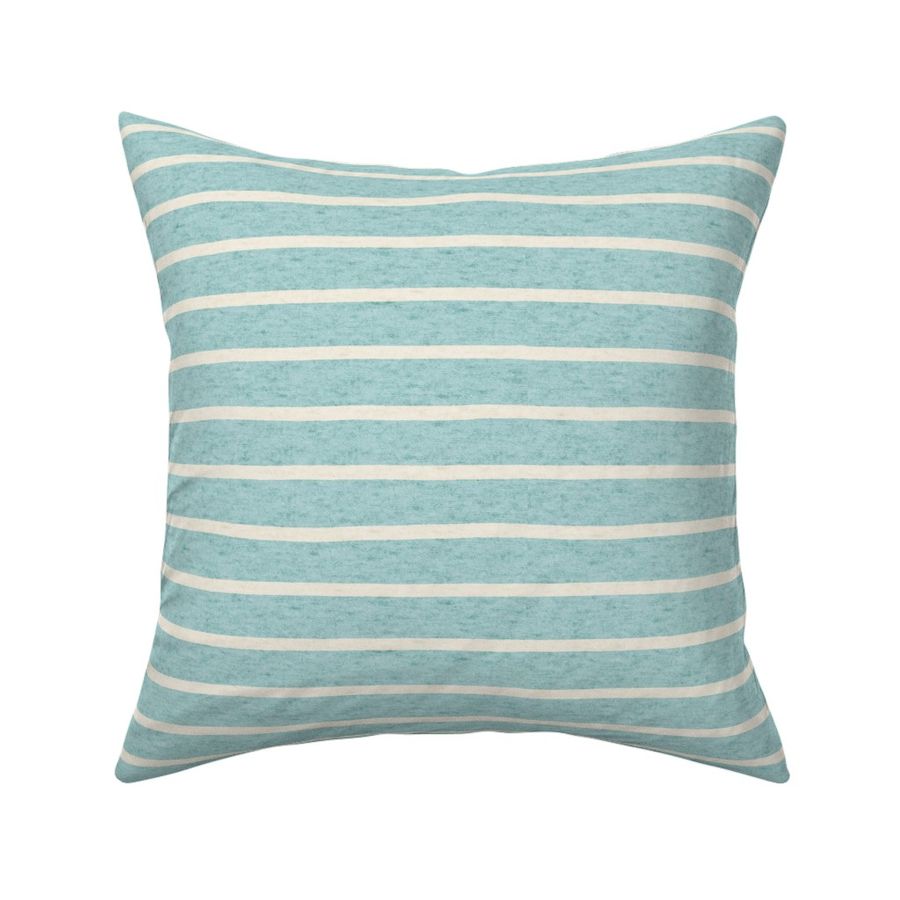 Cream Stripes on Pastel Aqua Blue