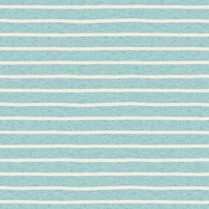 Cream Stripes on Pastel Aqua Blue