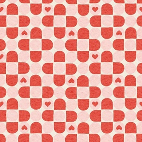 Red and Pink 90s cute valentines checkerboard