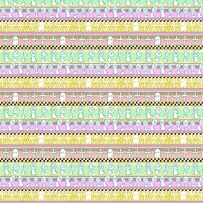 Sweet Halloween Ghost-ies -- Pastel Halloween Stripes with Ghosts and Graves in Pastels -- Pastel Pink, Yellow, Green – 750 dpi (20% of Full Scale)