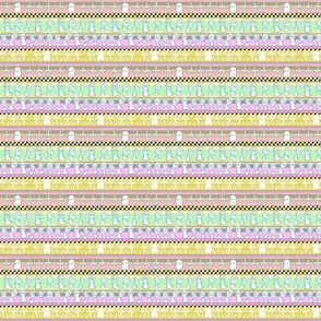 Sweet Halloween Ghost-ies -- Pastel Halloween Stripes with Ghosts and Graves in Pastels -- Pastel Pink, Yellow, Green – 1042 dpi (14% of Full Scale)