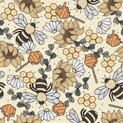 Vintage Bees Fabric, Wallpaper and Home Decor