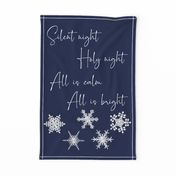 Silent night, snowflakes ,wall hanging, pillow, blue, navy