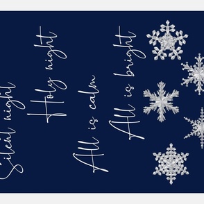 Silent night, snowflakes ,wall hanging, pillow, blue, navy