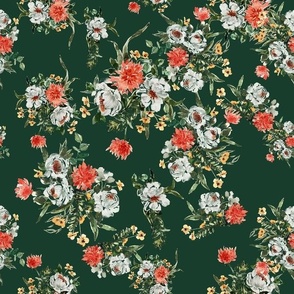 Octobravo Florals Sage Hand painted watercolor florals fashion apparel quilting fabric wallpaper red green grey
