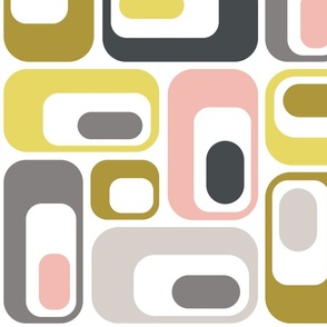 retro ovals pink lime olive grey white