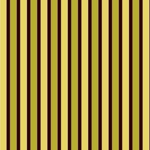 Dusty Earth Stripes (#18) - Narrow Ribbons of Burnt Toast Brown with Dusty Chartreuse and Dusty Flax