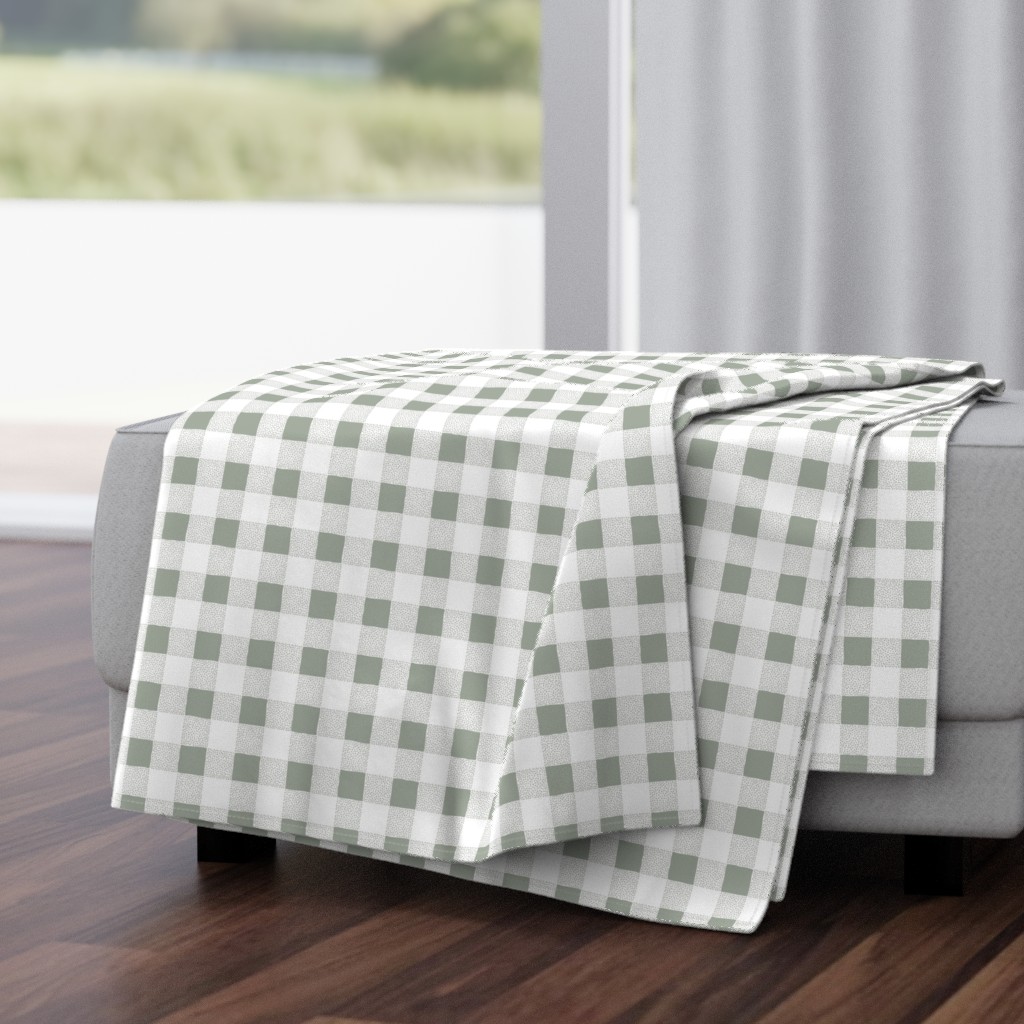 The Minimalist gingham traditional neutral plaid  design  sage green on white 