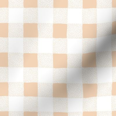 The Minimalist gingham traditional neutral plaid  design  apricot blush on white