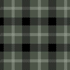 Wild west traditional gingham plaid design christmas texture tartan black and white on olive green cameo 
