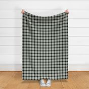 Wild west traditional gingham plaid design christmas texture tartan black and white on sage green