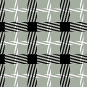 Wild west traditional gingham plaid design christmas texture tartan black and white on sage green