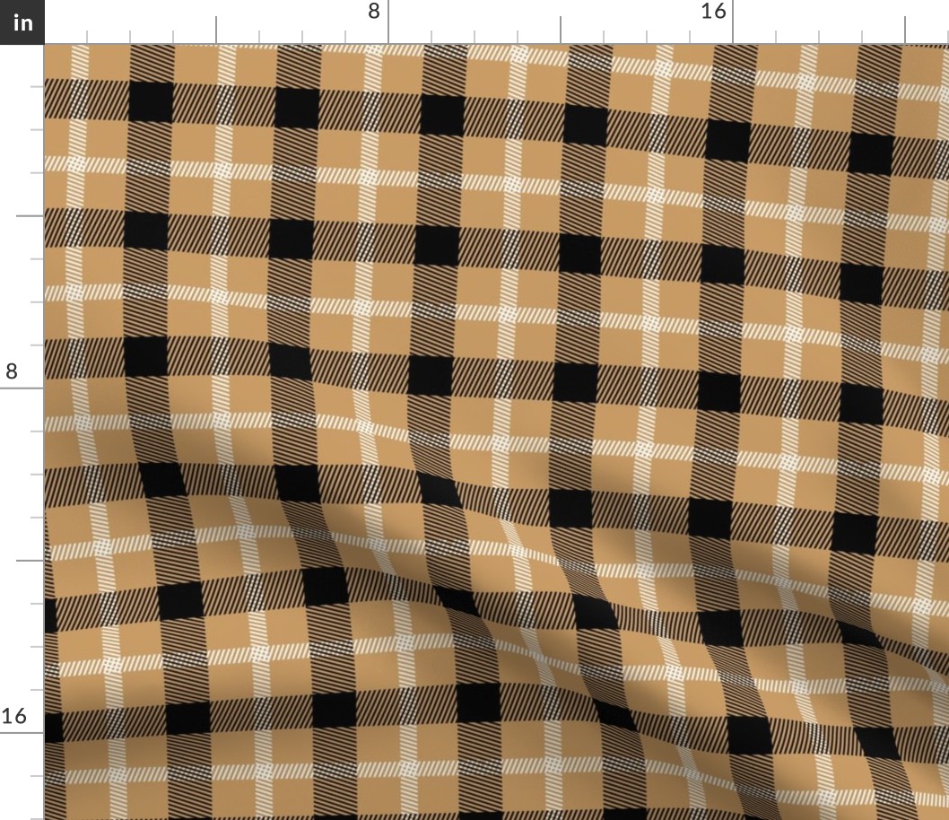 Wild west traditional gingham plaid design christmas texture tartan black lilac on caramel beige