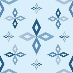 Geometric Snowflake on Blue