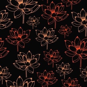 Lotus line art on black background
