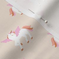 Sweet unicorn love kids pegasus dreams and wings magic fantasy design blush beige pink 