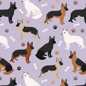 German Shepherd Paws and Bones Purple